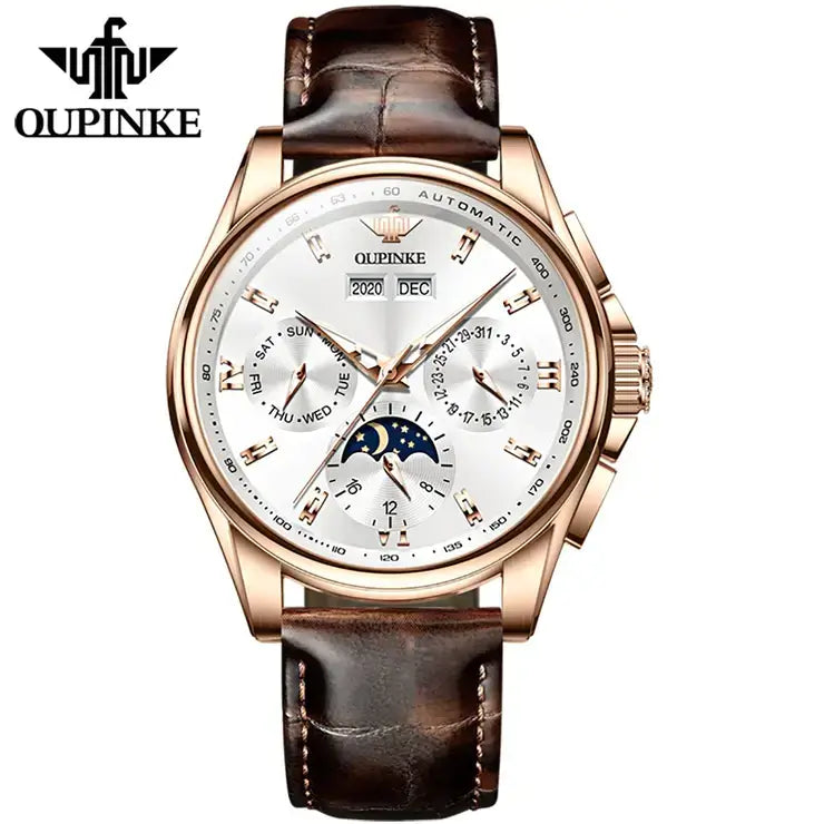 OUPINKE Brand Luxury Automatic Watch Rose Gold Steel Case Vogue