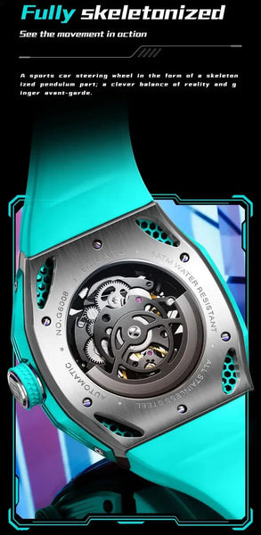 GELATU 6008 Men's Luxury Automatic Mechanical Skeleton Design Luminous Watch - Original Movement