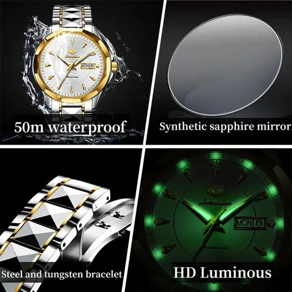 JSDUN 8936 Men's Luxury Automatic Mechanical Luminous Watch - Multiple Features