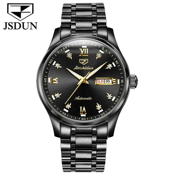 JSDUN 8763 Men's Luxury Automatic Mechanical Luminous Watch - Full Black