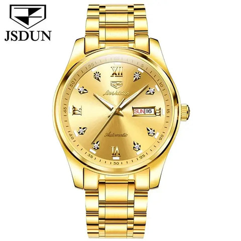 JSDUN 8763 Men's Luxury Automatic Mechanical Luminous Watch - Full Gold