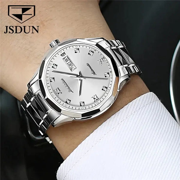 JSDUN 8813 Men's Luxury Automatic Mechanical Luminous Watch - Model Picture Silver White