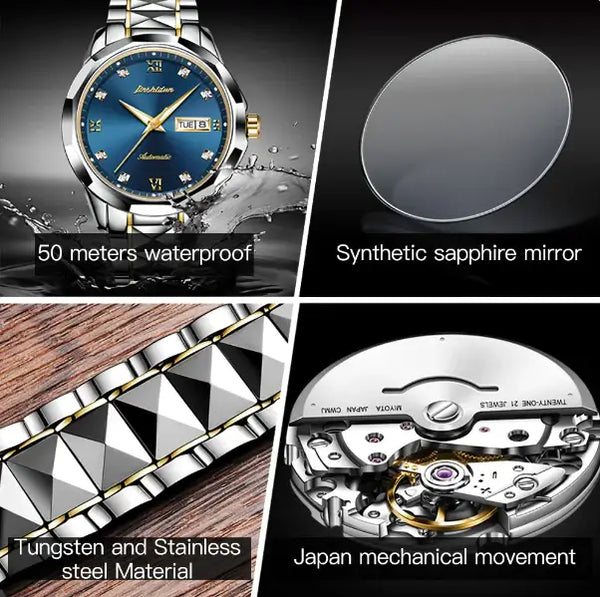 JSDUN 8813 Men's Luxury Automatic Mechanical Luminous Watch - Multiple Features