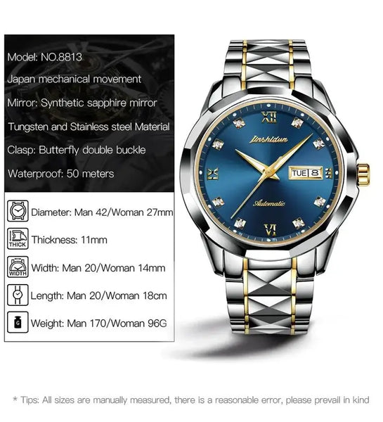 JSDUN 8813 Men's Luxury Automatic Mechanical Luminous Watch - Specifications