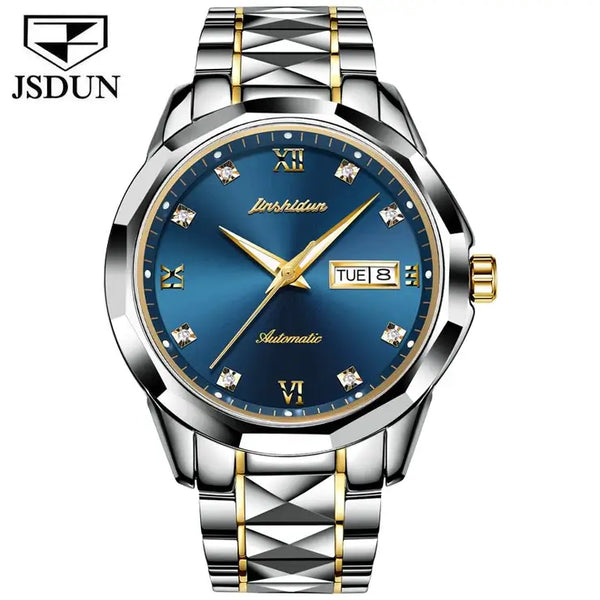 JSDUN 8813 Men's Luxury Automatic Mechanical Luminous Watch - Two Tone Blue Face