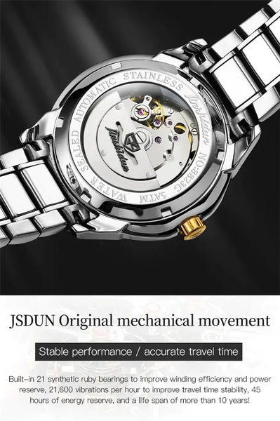 JSDUN 8823 Men's Luxury Automatic Mechanical Luminous Watch - Original Movement