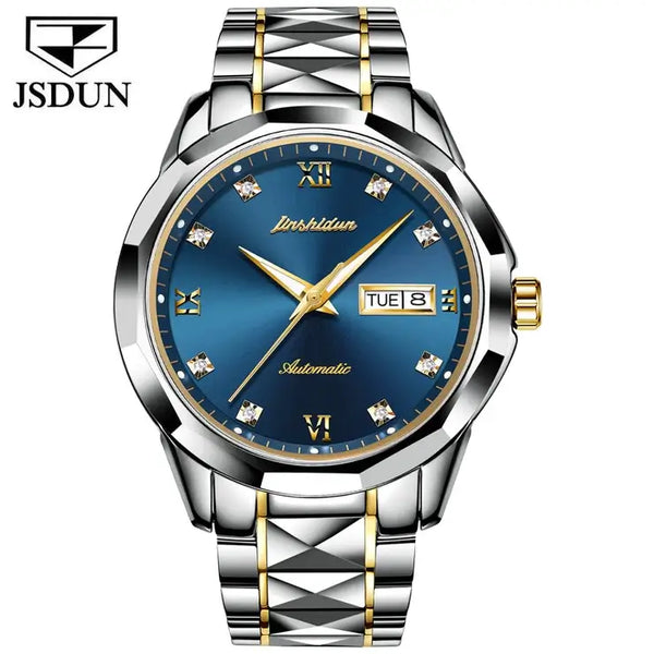 JSDUN 8823 Men's Luxury Automatic Mechanical Luminous Watch - Two Tone Blue Face