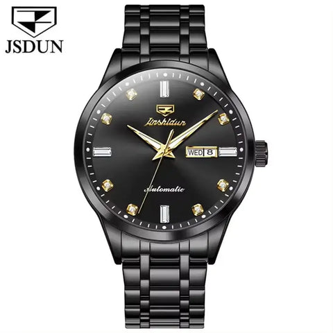 JSDUN 8841 Men's Luxury Automatic Mechanical Luminous Watch - Full Black