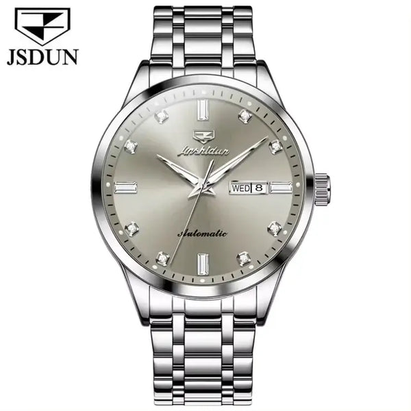 JSDUN 8841 Men's Luxury Automatic Mechanical Luminous Watch - Silver Gray Face