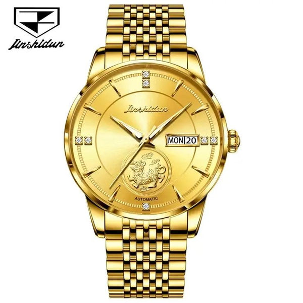 JSDUN 8846 Men's Luxury Automatic Mechanical Gold PIXIU Design Luminous Watch - Full Gold