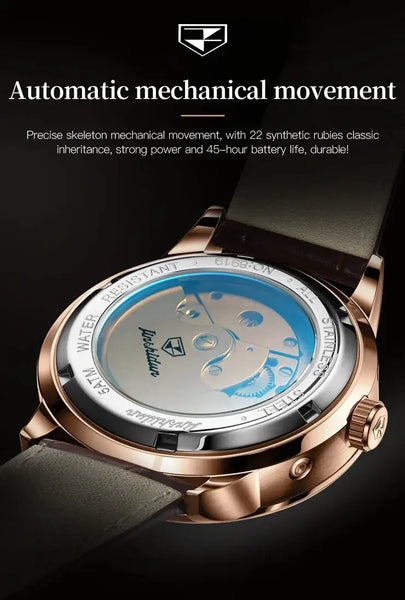 JSDUN 8919 Men's Luxury Automatic Mechanical Complete Calendar Luminous Watch - Original Movement