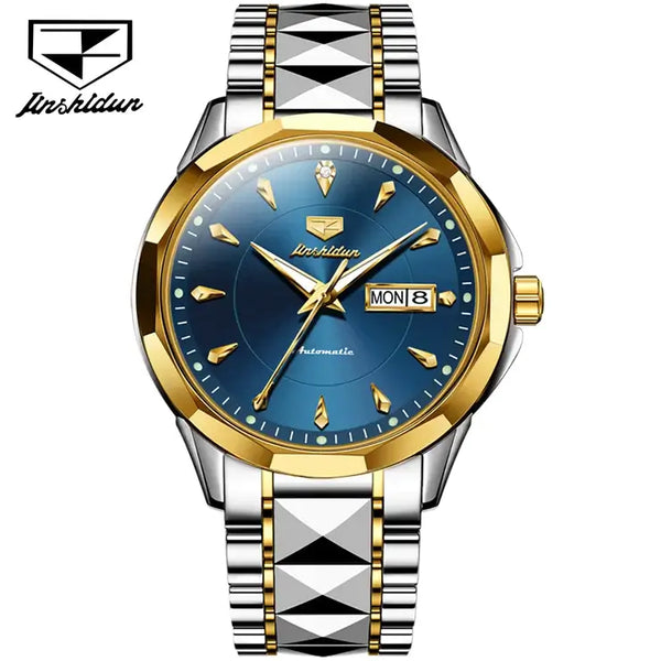 JSDUN 8936 Men's Luxury Automatic Mechanical Luminous Watch - Two Tone Blue Face