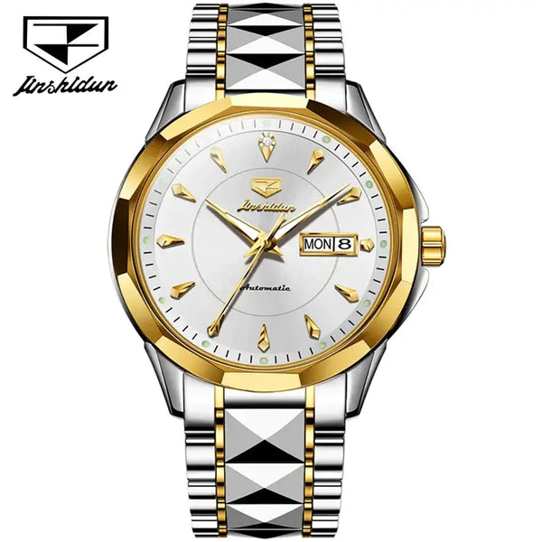 JSDUN 8936 Men's Luxury Automatic Mechanical Luminous Watch - Two Tone White Face