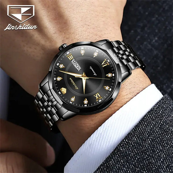 JSDUN 8948 Men's Luxury Automatic Mechanical Luminous Watch - Model Picture Full Black