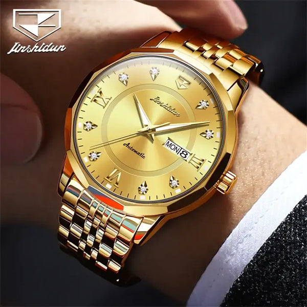 JSDUN 8948 Men's Luxury Automatic Mechanical Luminous Watch - Model Picture Full Gold