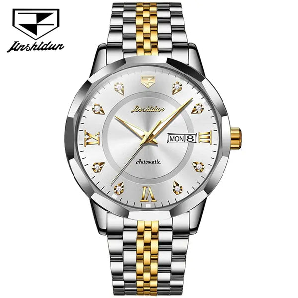 JSDUN 8948 Men's Luxury Automatic Mechanical Luminous Watch - Two Tone White Face