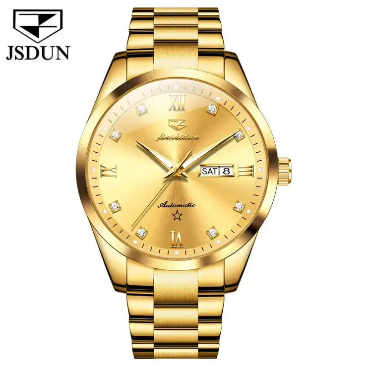 JSDUN 8963 Men's Luxury Automatic Mechanical Luminous Watch - Full Gold