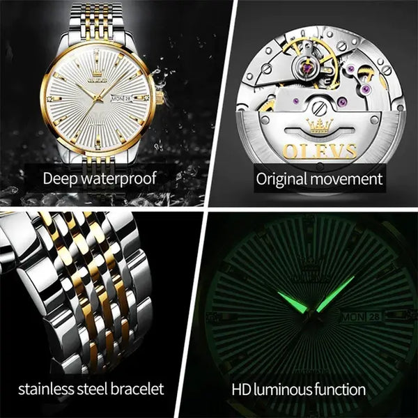 OLEVS 6653 Men's Luxury Automatic Mechanical Luminous Watch - Multiple Features