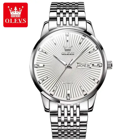 OLEVS 6653 Men's Luxury Automatic Mechanical Luminous Watch - Silver