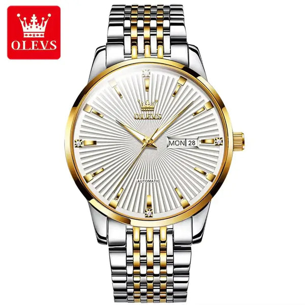 OLEVS 6653 Men's Luxury Automatic Mechanical Luminous Watch - Two Tone