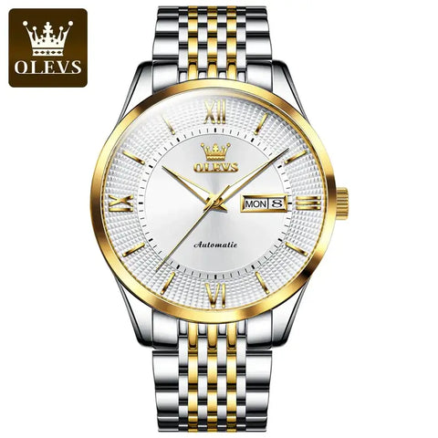  OLEVS 6657 Men's Luxury Automatic Mechanical Luminous Watch - Two Tone White Face