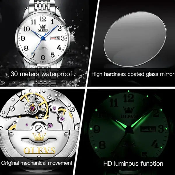 OLEVS 6666 Men's Luxury Automatic Mechanical Luminous Watch - Multiple Features