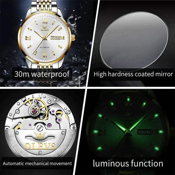 OLEVS 6777 Men's Luxury Automatic Mechanical Luminous Watch - Multiple Features