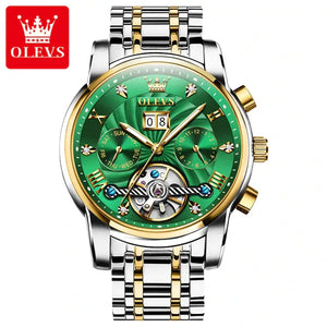 OLEVS 9910 Men's Luxury Automatic Hollow Flywheel Design Luminous Wristwatch