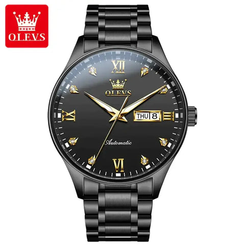 OLEVS 9955 Men's Luxury Automatic Mechanical Luminous Watch - Full Black