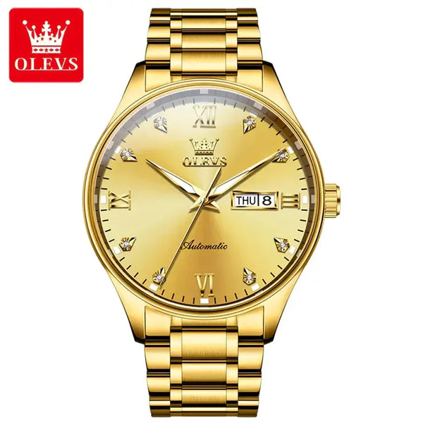 OLEVS 9955 Men's Luxury Automatic Mechanical Luminous Watch - Full Gold