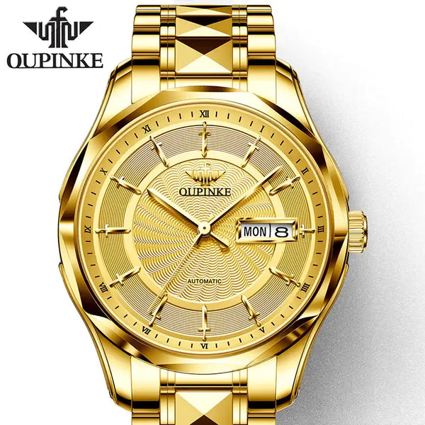 OUPINKE 3172 Men's Luxury Automatic Mechanical Luminous Watch - Full Gold