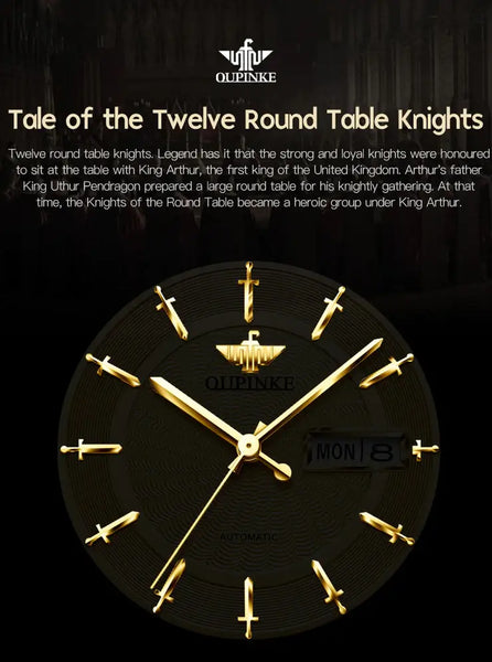 OUPINKE 3172 Men's Luxury Automatic Mechanical Luminous Watch - Round Table Knights Design