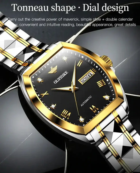 OUPINKE 3200 Men's Luxury Automatic Mechanical Tonneau Shaped Luminous Watch - Features