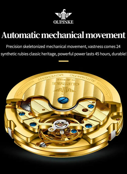 OUPINKE 3248 Men's Luxury Automatic Mechanical Complete Calendar Luminous Watch - Original Movement