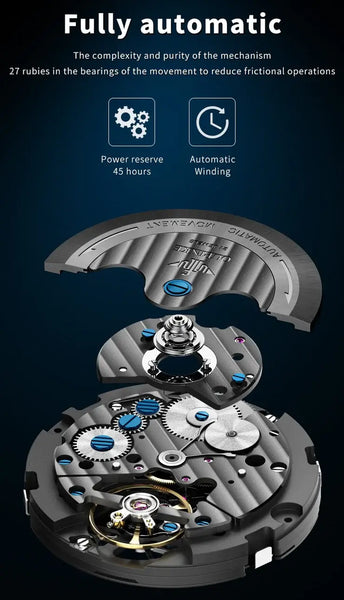 OUPINKE 3249 Men's Luxury Automatic Mechanical Complete Calendar Luminous Watch - Original Movement