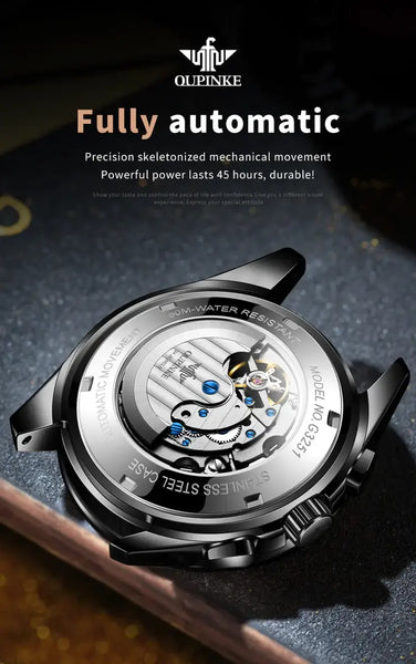 OUPINKE 3251 Men's Luxury Automatic Mechanical Complete Calendar Luminous Watch - Original Movement
