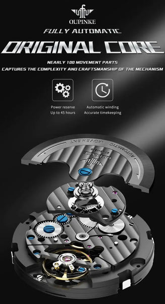 OUPINKE 3252 Men's Luxury Automatic Mechanical Complete Calendar Luminous Watch - Original Movement