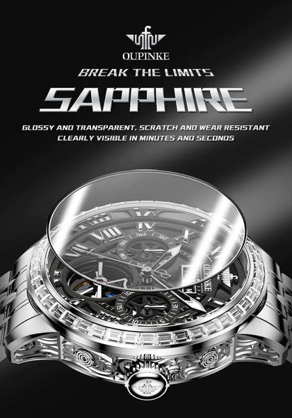 OUPINKE 3252 Men's Luxury Automatic Mechanical Complete Calendar Luminous Watch - Sapphire Mirror