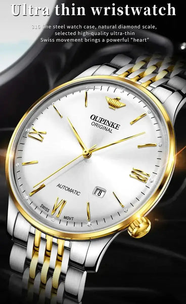 OUPINKE 3269 Men's Luxury Automatic Mechanical Swiss Movement Luminous Watch - Features