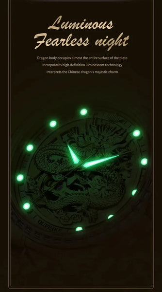OUPINKE 3276 Men's Luxury Automatic Mechanical Dragon Design Luminous Watch - Luminous Feature