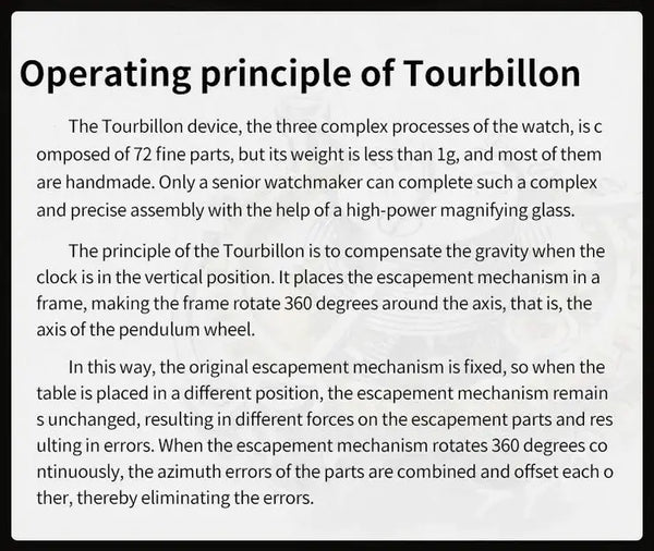 OUPINKE 8001 Men's Luxury Manual Mechanical Tourbillon Movement Watch - Tourbillion Principle