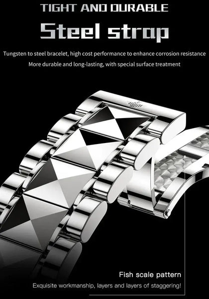 OUPINKE 8001 Men's Luxury Manual Mechanical Tourbillon Movement Watch - Tungsten Steel Strap