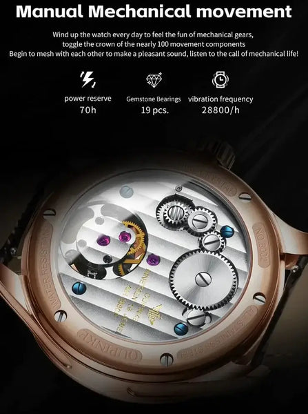 OUPINKE 8002 Men's Luxury Manual Mechanical Tourbillon Movement Watch - Manual Mechanical Movement