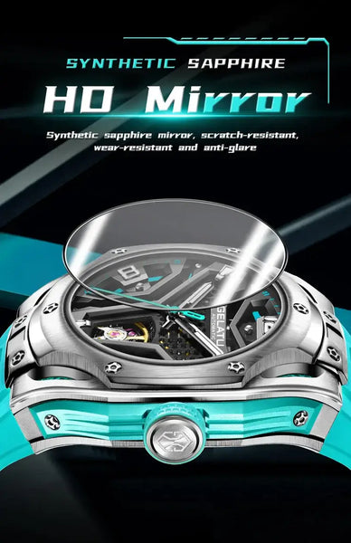 GELATU 6007 Men's Luxury Automatic Mechanical Skeleton Design Luminous Watch - Sapphire Mirror