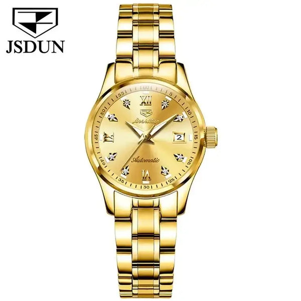 JSDUN 8763 Women's Luxury Automatic Mechanical Luminous Watch - Full Gold