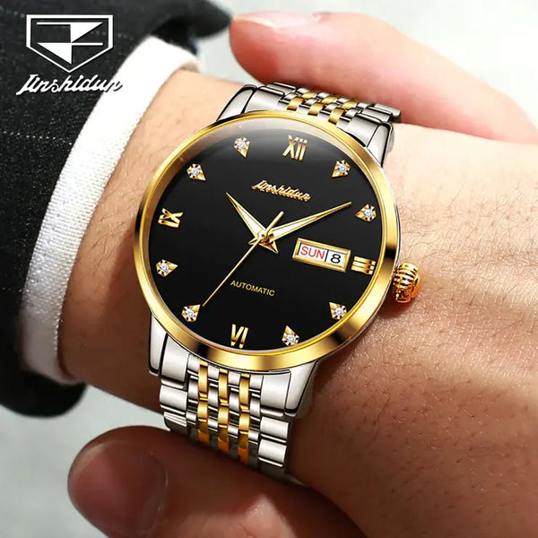 JSDUN 8807 Men's Luxury Automatic Mechanical Luminous Watch - Model Picture Black