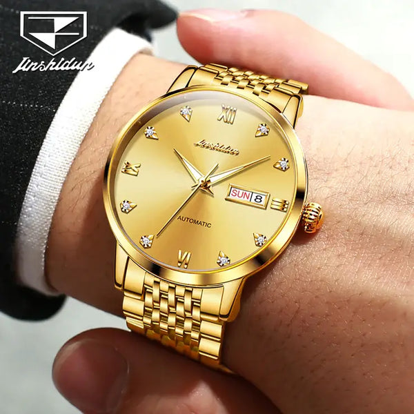 JSDUN 8807 Men's Luxury Automatic Mechanical Luminous Watch - Full Gold