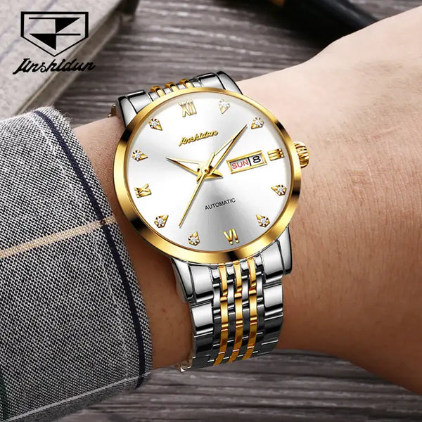 JSDUN 8807 Men's Luxury Automatic Mechanical Luminous Watch - Model Picture White