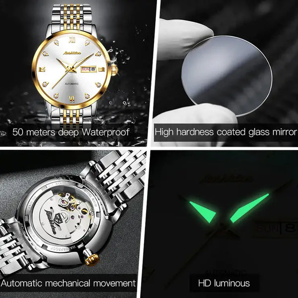 JSDUN 8807 Men's Luxury Automatic Mechanical Luminous Watch - Multiple Features