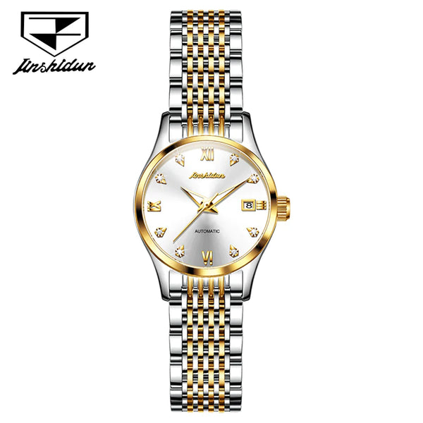 JSDUN 8807 Women's Luxury Automatic Mechanical Luminous Watch - Two Tone White Face